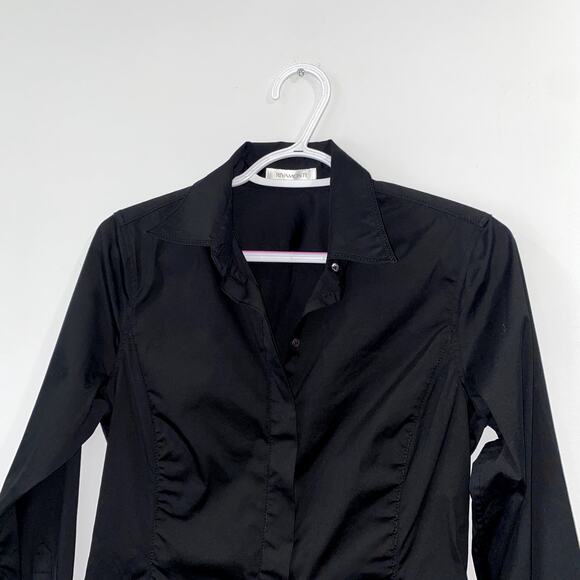 Rivamonti Black Button-Up Long Sleeve Shirt Women's Classic Fit Size M - Picture 4 of 8